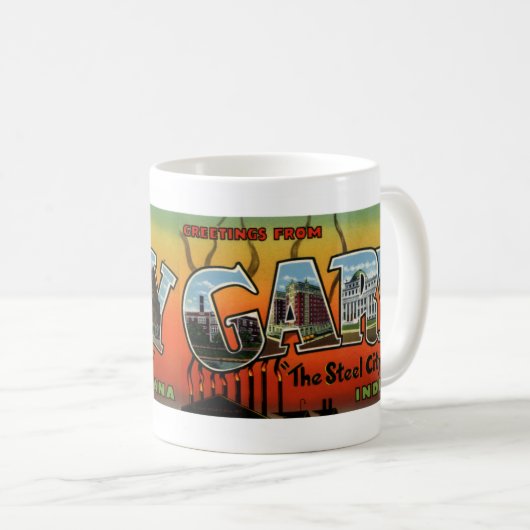 Groeten van Gary Indiana Mok  Briefkaart (Voorkant rechts)