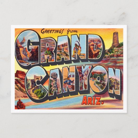 Groeten van Grand Canyon, Arizona Travel Briefkaart (Voorkant)