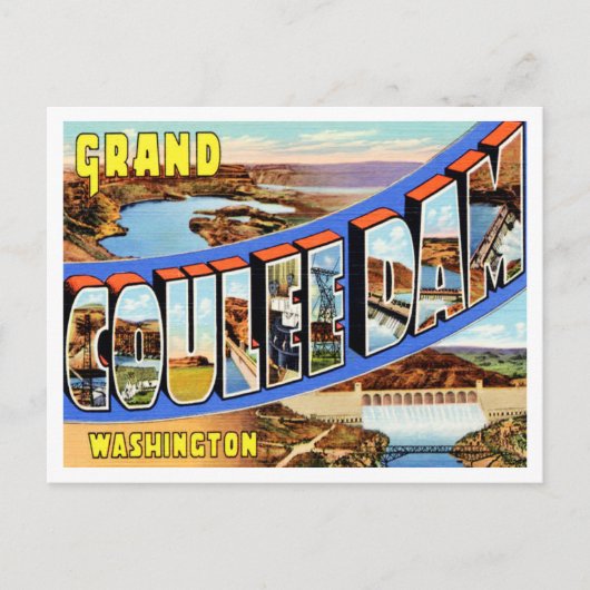 Groeten van Grand Coulee Dam, Washington Travel Briefkaart (Voorkant)