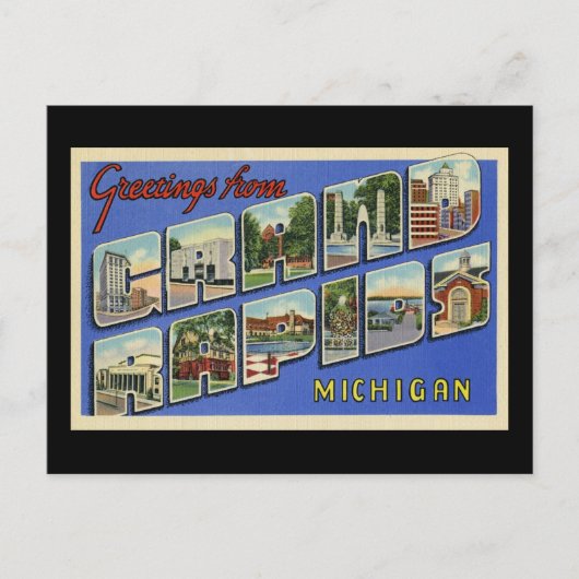 Groeten van Grand Rapids Michigan Briefkaart (Voorkant)