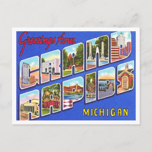 Groeten van Grand Rapids, Michigan Travel Briefkaart (Voorkant)
