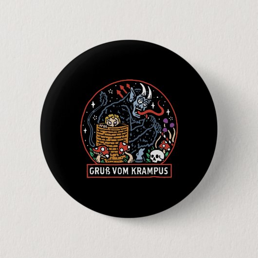 Groeten van Gruss van Krampus Kerstfeest Ronde Button 5,7 Cm (Voorkant)