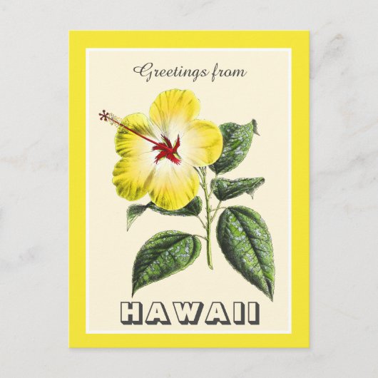  Groeten van Hawaii Yellow Hibiscus Briefkaart (Voorkant)