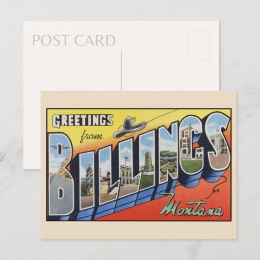 Groeten van het Briefkaart Billings Montana (Voorkant / Achterkant)