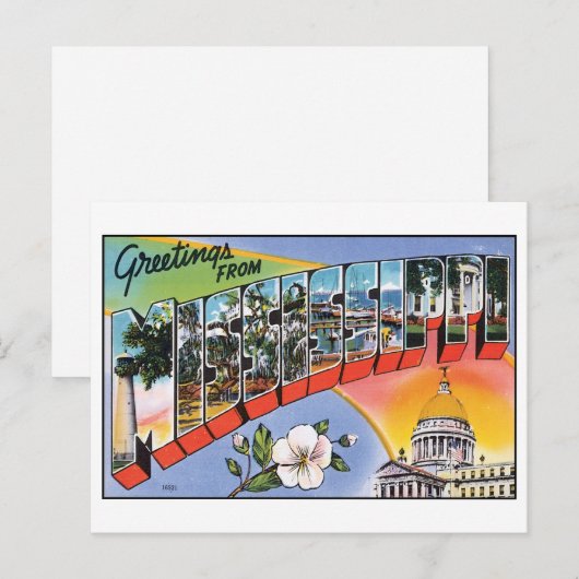 Groeten van het  Briefkaart van Mississippi (Voorkant / Achterkant)