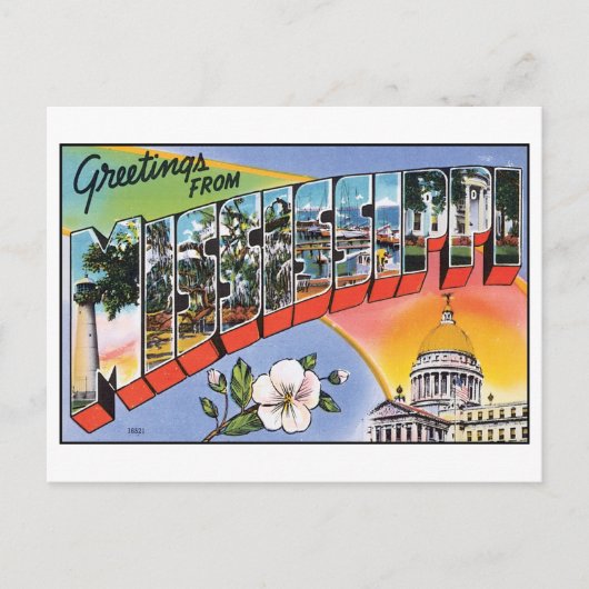 Groeten van het  Briefkaart van Mississippi (Voorkant)