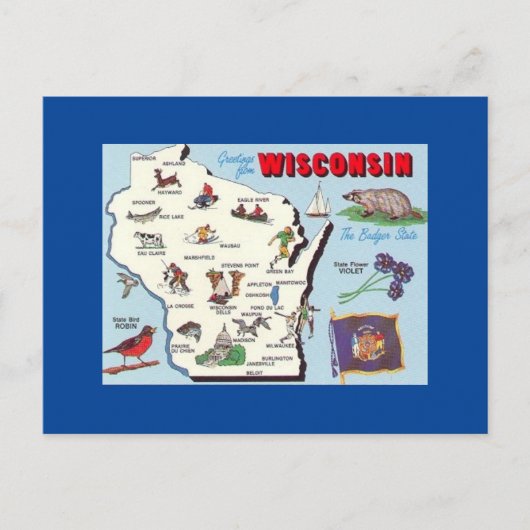  groeten van het Briefkaart van Wisconsin (Voorkant)