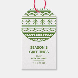 Groeten van het Groene Seizoen met Kerstmis Bauble Cadeaulabel