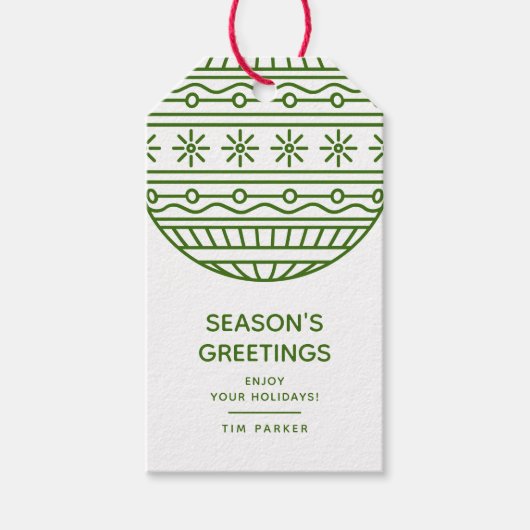 Groeten van het Groene Seizoen met Kerstmis Bauble Cadeaulabel (Voorkant)