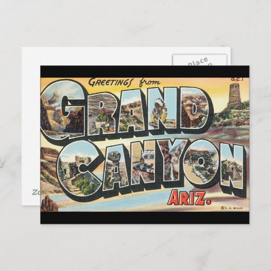 Groeten van het Poster van de Reizen van Grand Can Briefkaart (Voorkant / Achterkant)