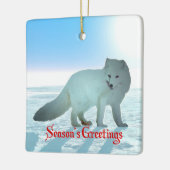 Groeten van het seizoen - Arctic Fox Keramisch Ornament (Links)
