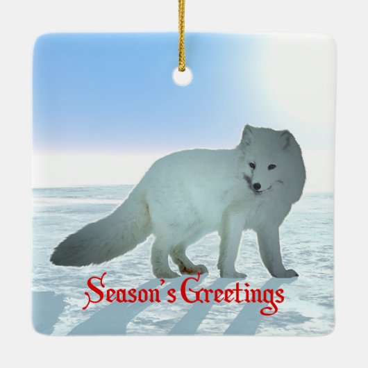 Groeten van het seizoen - Arctic Fox Keramisch Ornament (Achterkant)
