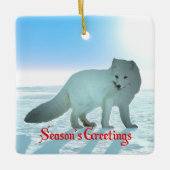 Groeten van het seizoen - Arctic Fox Keramisch Ornament (Voorkant)
