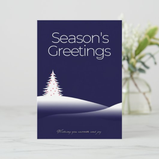 Groeten van het seizoen blauw en wit feestdagenkaart (Staand voorkant)