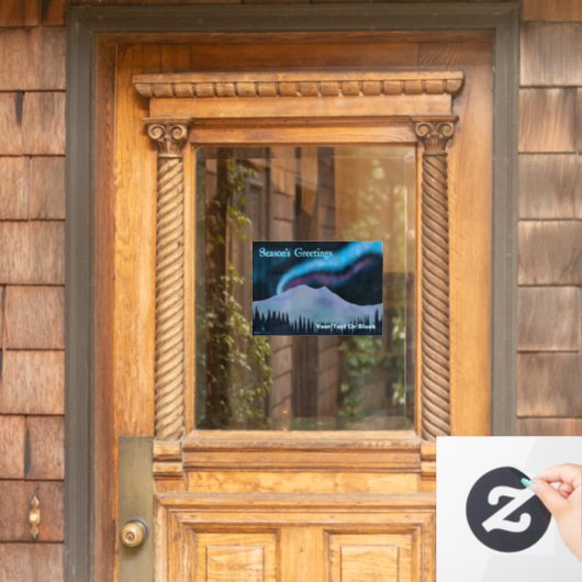 Groeten van het seizoen - Blauwe Aurora Raamsticker (Huis Deur)