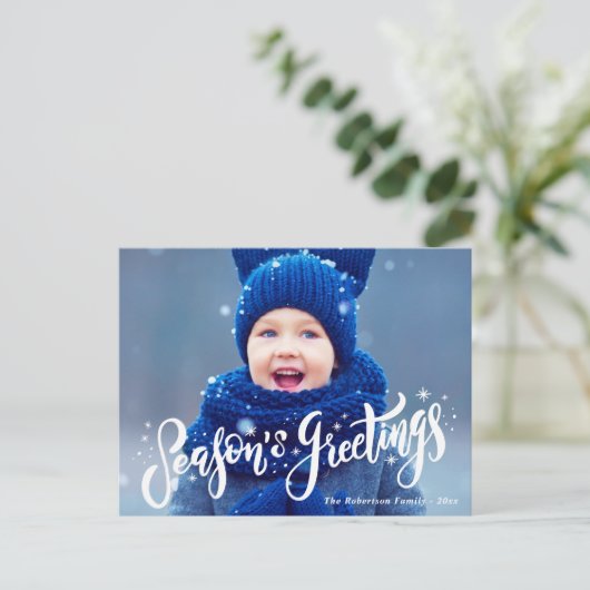 Groeten van het seizoen Blauwe vakantie Briefkaart (Staand voorkant)