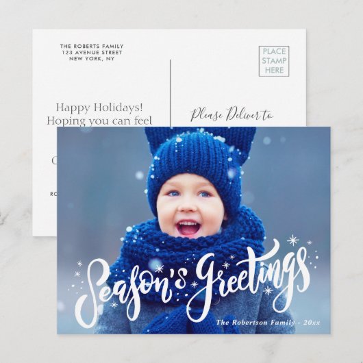 Groeten van het seizoen Blauwe vakantie Briefkaart (Voorkant / Achterkant)