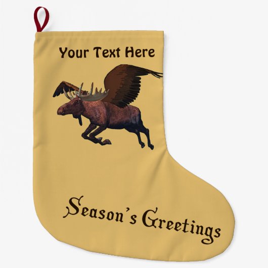 Groeten van het seizoen - Flying Moose Grote Kerstsok (Voorkant)
