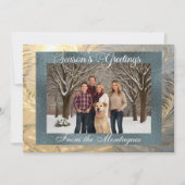 Groeten van het seizoen Frost Border met foto Feestdagenkaart (Voorkant)