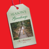 Groeten van het seizoen Gingham Christmas Cadeaulabel