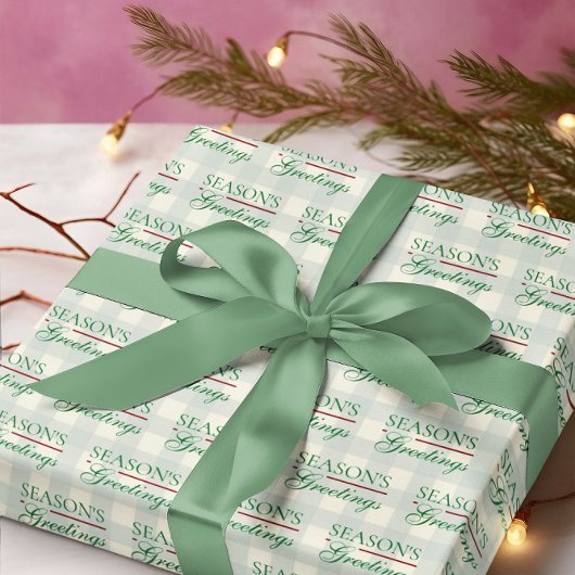 Groeten van het seizoen Gingham Christmas Cadeaupapier