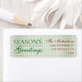 Groeten van het seizoen Gingham Christmas Etiket (Insitu)