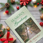 Groeten van het seizoen Gingham Christmas Feestdagenkaart