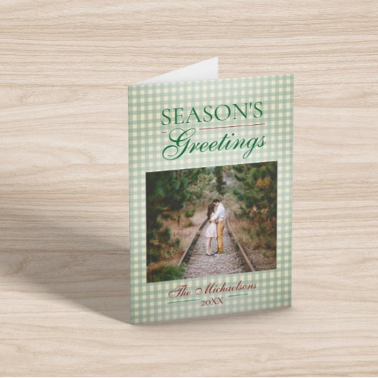 Groeten van het seizoen Gingham Christmas Kaart