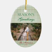 Groeten van het seizoen Gingham Christmas Keramisch Ornament (Voorkant)