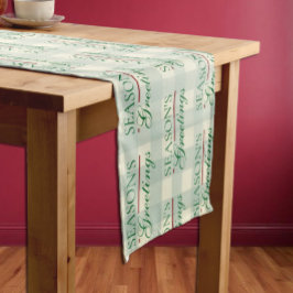 Groeten van het seizoen Gingham Christmas Korte Tafelloper