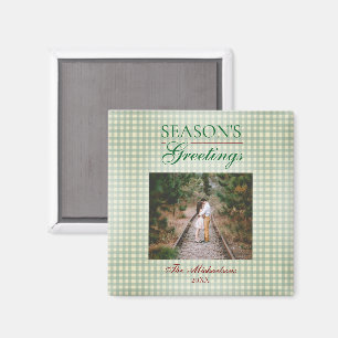 Groeten van het seizoen Gingham Christmas Magneet