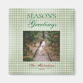 Groeten van het seizoen Gingham Christmas Magneet (Voorkant)