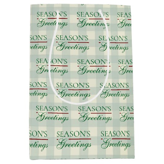 Groeten van het seizoen Gingham Christmas Medium Cadeauzakje (Voorkant)