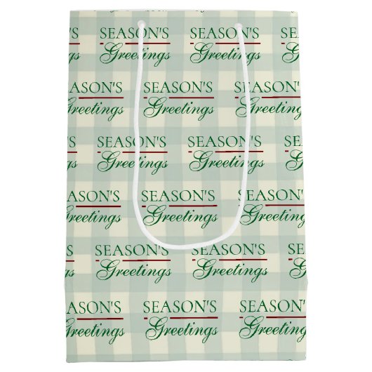 Groeten van het seizoen Gingham Christmas Medium Cadeauzakje (Achterkant)