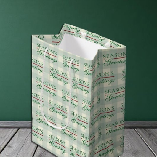 Groeten van het seizoen Gingham Christmas Medium Cadeauzakje