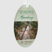 Groeten van het seizoen Gingham Christmas Ornament (voorkant)