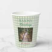 Groeten van het seizoen Gingham Christmas Papieren Bekers (Voorkant)