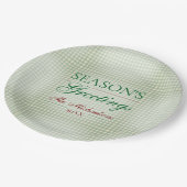 Groeten van het seizoen Gingham Christmas Papieren Bordje (Gekanteld)
