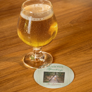 Groeten van het seizoen Gingham Christmas Ronde Kartonnen Onderzetter