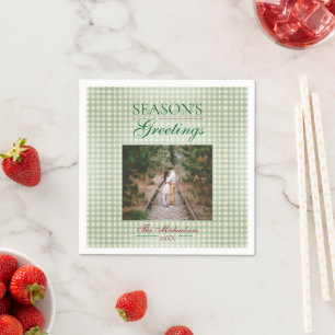 Groeten van het seizoen Gingham Christmas Servet
