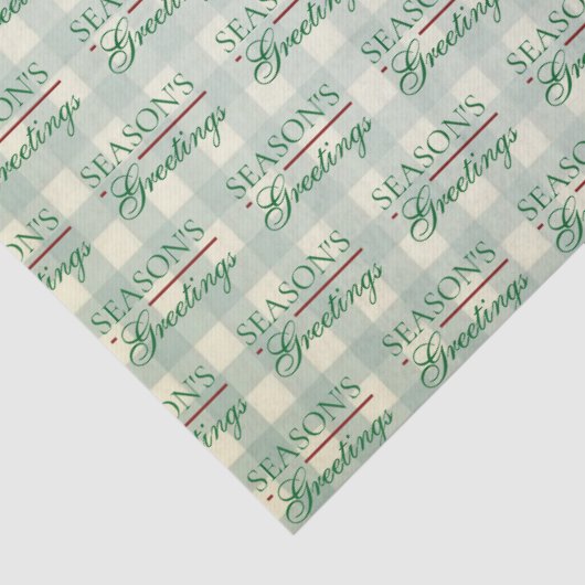 Groeten van het seizoen Gingham Christmas Tissuepapier (Detail)