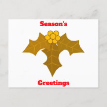 Groeten van het seizoen Gold Holly Briefkaart