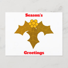 Groeten van het seizoen Gold Holly Briefkaart