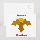 Groeten van het seizoen Gold Holly Briefkaart (Voorkant / Achterkant)
