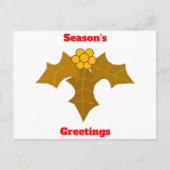 Groeten van het seizoen Gold Holly Briefkaart (Voorkant)