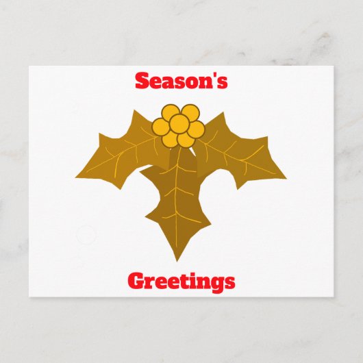Groeten van het seizoen Gold Holly Briefkaart (Voorkant)