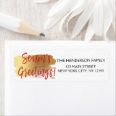 Groeten van het seizoen Gouden folie en rode kerst Etiket (Insitu)