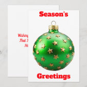 Groeten van het seizoen Groene Ornament Kaart (Voorkant / Achterkant)