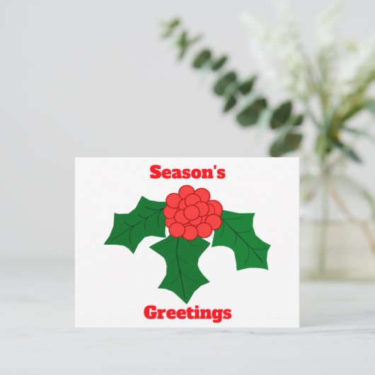 Groeten van het seizoen Holly Briefkaart (Staand voorkant)