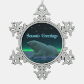 Groeten van het seizoen - Ice Edge Polar Beer Tin Sneeuwvlok Ornament (Voorkant)